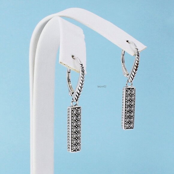 John Hardy JAI Kalahari Textured Leverback Sterling Silver Earrings 1-3/8" NIB - Picture 6 of 14